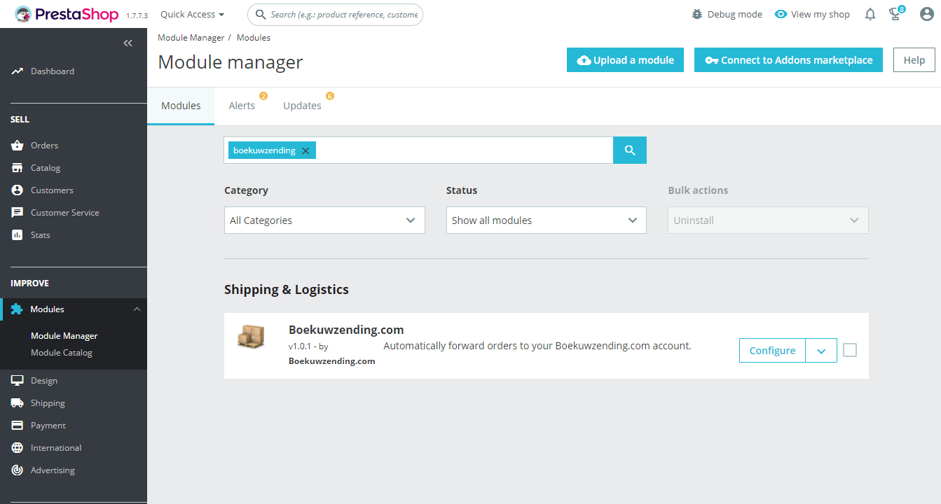 Boekuwzending for PrestaShop: Find the module