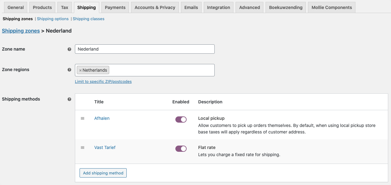 Boekuwzending for WooCommerce: Shipping Settings - 2