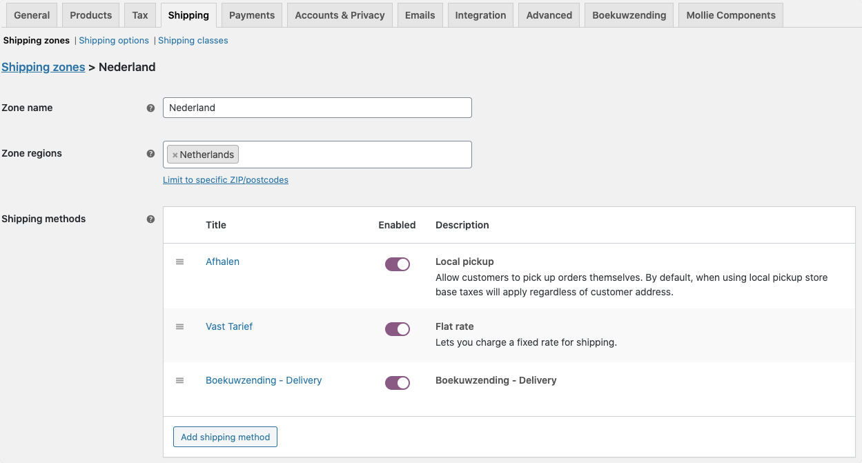 Boekuwzending for WooCommerce: Shipping Settings - 6