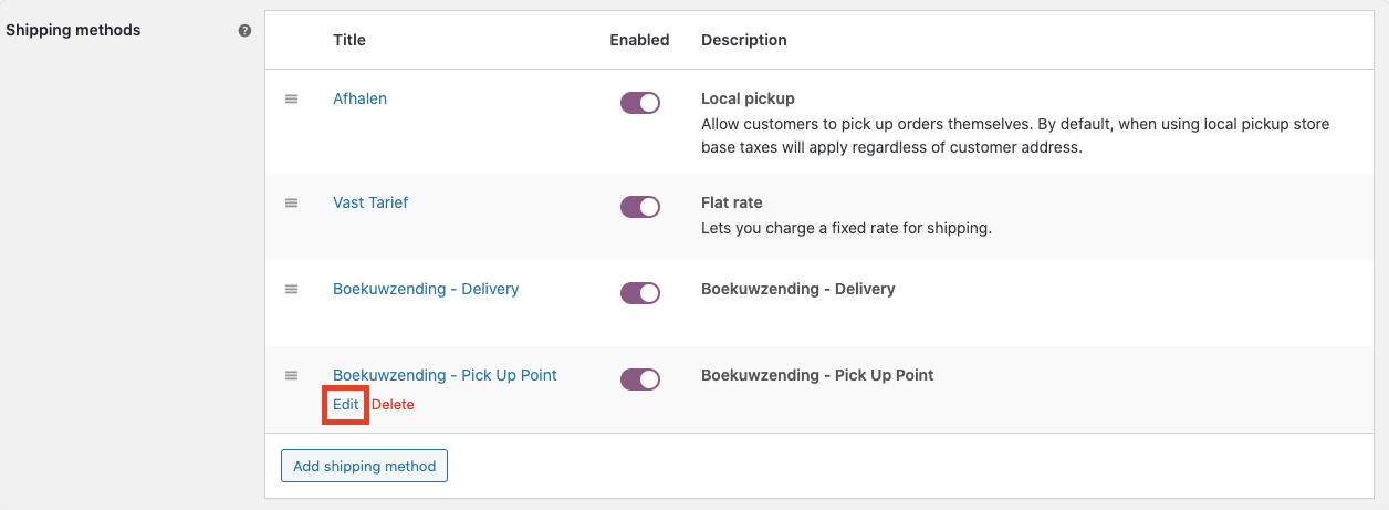 Boekuwzending for WooCommerce: Shipping Settings - 8