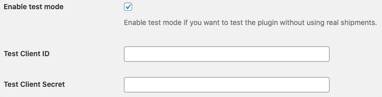 Boekuwzending for WooCommerce: Test credentials