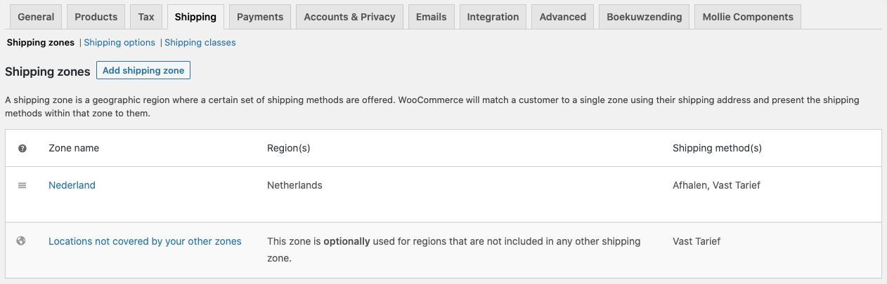 Boekuwzending for WooCommerce: Shipping Settings - 1